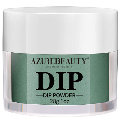 Picture of AZUREBEAUTY Nail Dip Powder Emerald Green Color, Dipping Powder French Nail Art Starter Manicure Salon DIY at Home, Odor-Free and Long-Lasting, No Need Nail Lamp Curing, 1 Oz / 28g