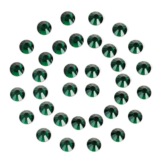 Picture of 1440Pcs Dark Green Crystal Rhinestones,Glass Flatback Rhinestones Small Gemstones for Nail Face Makeup Art Crafts Clothes Decoration -(SS4,1.6mm,Dark Green)