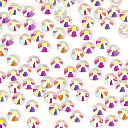 Picture of 1440Pcs Transparent AB Crystal Rhinestones,Glass Flatback Rhinestones Gemstones Mini for Nail Face Makeup Art Crafts Clothes Decoration -(SS8,2.4mm,Transparent AB)