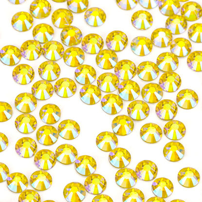 Picture of 1440Pcs Lemon Ab Crystal Rhinestones,Glass Flatback Rhinestones Gemstones Mini for Nail Face Makeup Art Crafts Clothes Decoration -(SS4,1.6mm,Lemon Ab)