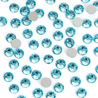 Picture of 1440Pcs Aquamarine Crystal Rhinestones,Glass Flatback Rhinestones Small Gemstones for Nail Face Makeup Art Crafts Clothes Decoration -(SS4, 1.6mm,Aquamarine)