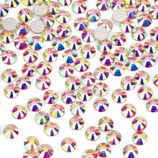 Picture of 1440Pcs Crystal Ab Crystal Rhinestones,Glass Flatback Rhinestones Mini Gemstones for Nail Face Makeup Art Crafts Clothes Decoration-(SS4,1.6mm,Crystal Ab)