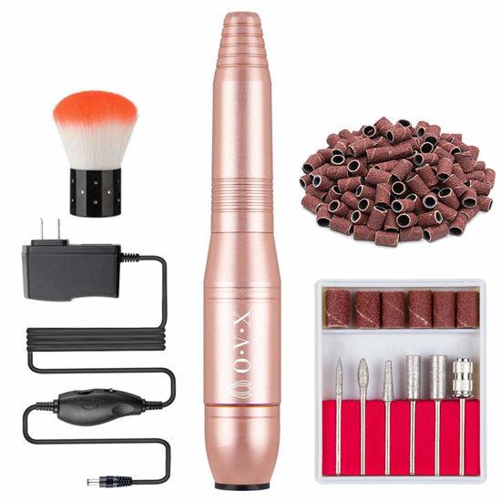 Picture of Portable Nail Drill Electric Nail File Professional 20000 RPM Manicure Pedicure Machine Nail File Drill Kit with Sanding Bands,Nail Drill Bits and Brushes for Acrylic Gel Nails(Gold)