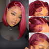 Picture of 99J Burgundy Lace Front Wigs 13x4 HD Lace Frontal Glueless Straight Short Bob Wig Human Hair Bob Wigs for Black Women Human Hair Pre Plucked Natural Hairline Wine Red 12 Inch