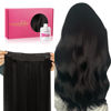 Picture of WENNALIFE Wire Hair Extensions (Increase 50% Lifespan) Real Human Hair 18 inch 95g Natural Black Remy Hair Extensions Invisible Transparent Wire Fish Line Hair Extensions Straight Real Hair Extensions