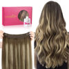 Picture of WENNALIFE Wire Hair Extensions (Increase 50% Lifespan) Real Human Hair 18 inch 95g Balayage Chocolate Brown to Honey Blonde Remy Wire Hair Extensions Invisible Transparent Real Hair Extensions