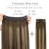 Picture of WENNALIFE Wire Hair Extensions (Increase 50% Lifespan) Real Human Hair 14 inch 105g Balayage Chocolate Brown to Caramel Blonde Remy Real Hair Extensions Invisible Wire Human Hair Extensions Fish Line