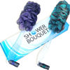 Picture of Loofah-Charcoal Back-Scrubbers Color-2-Pack-by-Shower-Bouquet: Long-Handle Bath-Sponge-Brushes with Extra Large Soft Mesh for Men & Women - Exfoliating Full Pure Cleanse in Bathing Accessories