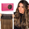 Picture of WENNALIFE Wire Hair Extensions (Increase 50% Lifespan) Real Human Hair 12 inch 70g Dark Brown to Chestnut Brown and Dirty Blonde Highlighted Remy Wire Hair Extensions Invisible Real Hair Extensions