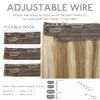 Picture of WENNALIFE Wire Hair Extensions (Increase 50% Lifespan) Real Human Hair 18 inch 125g Ash Brown Highlighted Golden Blonde Remy Real Hair Extensions Invisible Wire Hair Extensions Human Hair Fish Line