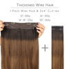 Picture of WENNALIFE Wire Hair Extensions (Increase 50% Lifespan) Real Human Hair 20 inch 140g Dark Brown to Chestnut Brown and Dirty Blonde Highlighted Real Hair Extensions Invisible Wire Hair Extensions