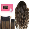 Picture of WENNALIFE Wire Hair Extensions (Increase 50% Lifespan) Real Human Hair 20 inch 140g Balayage Natural Black to Chestnut Brown Remy Real Hair Extensions Invisible Wire Human Hair Extensions Fish Line