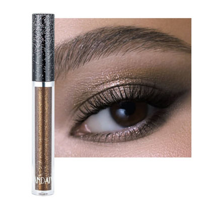 Picture of ONarisae Liquid Eyeshadow Shimmer Long Lasting Effect Shiny Pigment Eyeshadow Glow Glitter Makeup (Dark Brown)
