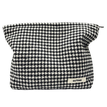 Picture of GUTGNK Women's Cosmetic Bag, Fashion Houndstooth Cosmetic Bag, Travel Cosmetic Bag Small Cosmetic Bag, Skin Care Cosmetics Change Handy Handy Bag for Washing Zipper Storage Bag