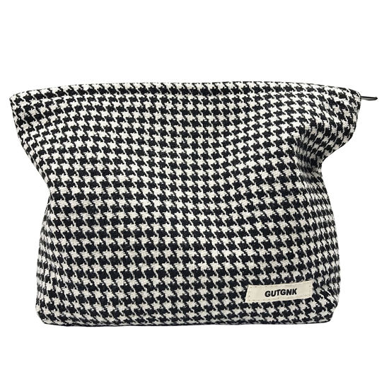 Picture of GUTGNK Women's Cosmetic Bag, Fashion Houndstooth Cosmetic Bag, Travel Cosmetic Bag Small Cosmetic Bag, Skin Care Cosmetics Change Handy Handy Bag for Washing Zipper Storage Bag