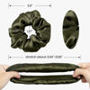 Picture of LILYSILK Silk Hair Scrunchies/Ties for Frizz & Breakage Prevention, 100% Mulberry, No Damage, Elastic ponytail Holders, 1Pc, Olive Green
