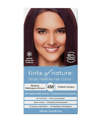 Picture of Tints of Nature 4M Medium Mahogany Brown Permanent Hair Dye, Nourishes Hair and Covers Greys, Ammonia-Free, 130ml