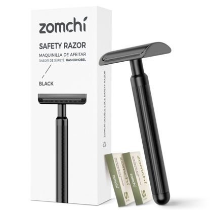 Picture of ZOMCHI Safety Razor for Men with 10 Safety Razor Blades, Reusable Metal Razor for Men & Women, Single Blade Razor - Matte Black