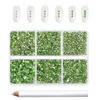 Picture of Beadsland 7200pcs Flatback Rhinestones,Light Green Rhinestones Nail Gems Round Crystal Rhinestones for Crafts,Mixed 6 Sizes with Wax Pencil Kit, SS3-SS10,Peridot/Light Green
