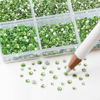 Picture of Beadsland 7200pcs Flatback Rhinestones,Light Green Rhinestones Nail Gems Round Crystal Rhinestones for Crafts,Mixed 6 Sizes with Wax Pencil Kit, SS3-SS10,Peridot/Light Green