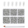 Picture of Beadsland 7200pcs Flatback Rhinestones,Silver Rhinestones Nail Gems Round Crystal Rhinestones for Crafts,Mixed 6 Sizes with Wax Pencil Kit, SS3-SS10,Silver Hematite