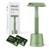 Picture of ZOMCHI Double Edge Close Comb Safety Razor with Stand, Shaving Razor for Men with 10 Safety Razor Blades, Reusable Single Blade DE Metal Razor - Fern Green