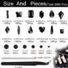 Picture of 2680Pcs Black Rhinestones Nail Gems, 120pcs Big Black Nails Charms with Bling Flatback Round Beads, Light Black Clear Diamond Stones Jewelry Supplies for DIY Face Eyes Makeup Crafts Decoration