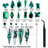 Picture of 2680Pcs Emerald Green Nail Rhinestones, 120Pcs Big Glass Green Diamond Nails Gem Stones with Bling Flatback Round Beads, Clear Nail Art Charms Jewelry for Face DIY Decoration with PickTool