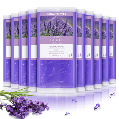 Picture of KARITE Paraffin Wax Refills, 10 Pack Lavender Scented Paraffin Wax Beads Blocks for Paraffin Bath, Paraffin Wax Machine Refills for Hand Feet Dry Skin,Rrelieves muscle fatigue, Hydration and nourish