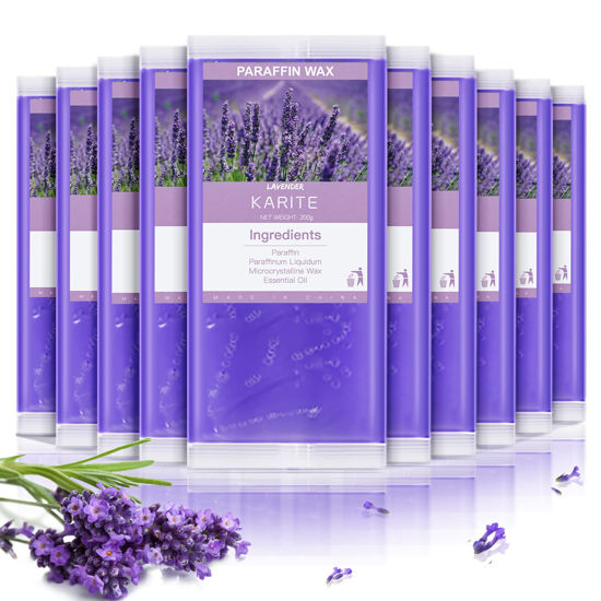 Picture of KARITE Paraffin Wax Refills, 10 Pack Lavender Scented Paraffin Wax Beads Blocks for Paraffin Bath, Paraffin Wax Machine Refills for Hand Feet Dry Skin,Rrelieves muscle fatigue, Hydration and nourish