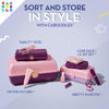 Picture of Caboodles Pretty in Petite Makeup Box, Two-Tone Periwinkle on Pink, Hard Plastic Organizer Box, 2 Swivel Trays, Fashion Mirror, Secure Latch for Safe Travel