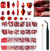 Picture of 2680 Pcs 3D Red Nail Rhinestones, 120Pcs Big Red Glass Crystal Nail Gems Stones Charms Stones with Bling Diamond Flatback Round Beads, Clear Charm Jewelry for DIY Face Craft Decoration