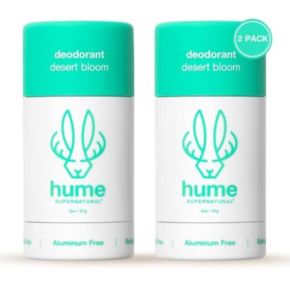 Picture of Hume Supernatural Roll On Aluminum Free Deodorant for Women & Men - Safe for Sensitive Skin - Probiotic and Plant-Based - Long-Lasting Moisture Absorbing - Clean and Effective - Desert Bloom - 2-Pack
