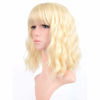 Picture of VCKOVCKO Blonde Pastel Wavy Wig With Air Bangs Women Short Wavy Light Blonde Wigs Synthetic Wig for Cosplay Party Bob Style Pastel Bob Synthetic Cosplay Wig for Girl(12", Blonde)