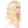 Picture of VCKOVCKO Blonde Pastel Wavy Wig With Air Bangs Women Short Wavy Light Blonde Wigs Synthetic Wig for Cosplay Party Bob Style Pastel Bob Synthetic Cosplay Wig for Girl(12", Blonde)