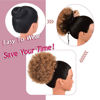 Picture of rosmile Afro Puff Drawstring Ponytail Extension for Black Women, Premium Ombre Brown T1B/30# 80gram Short Synthetic Afro Puff Ponytail for Natural Hair, Clip On Kinky Drawstring Curly Ponytail Bun