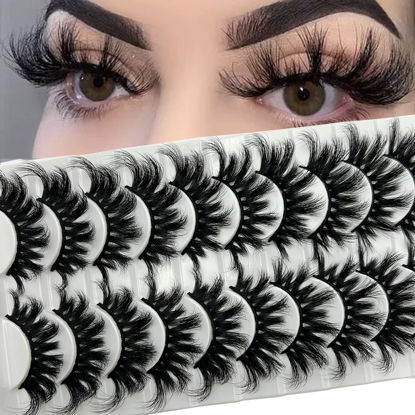 Picture of 20MM 3D Mink Lashes Fluffy, Long Wispy Cat Eye 25 MM Lashes Pack Wholesale Dramatic Fluffy Mink Eyelashes Natural Look