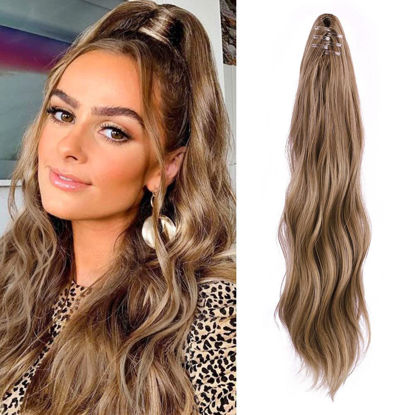 Picture of Lommel Ponytail Extensions Claw Clip Ponytail Extensions for Women 20 Inch Long Wavy Ponytail Extensions Fluffy Synthetic Ponytail Hairpiece Natural Soft Daily Use.(12/24)