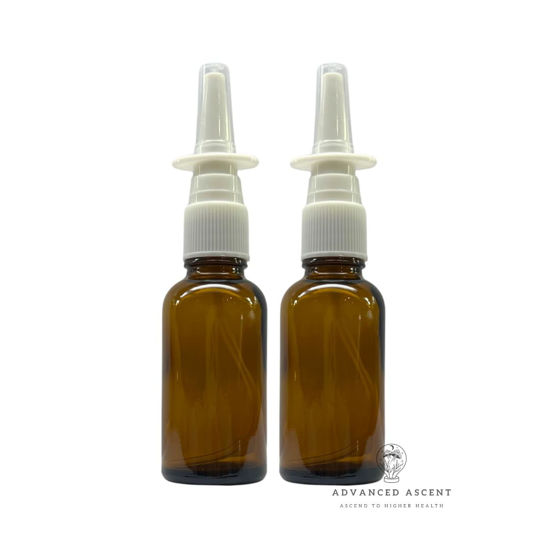 Picture of ADVANCED ASCENT Amber Glass 1 oz Nasal Sprayer! EMPTY, Refillable, Travel Sized, Quality Glass for Saline Applications! (2 Pack)