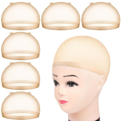 Picture of MORGLES HD Wig Cap for Women, 6Pcs Wig Caps Ultra thin Stretchy Nylon