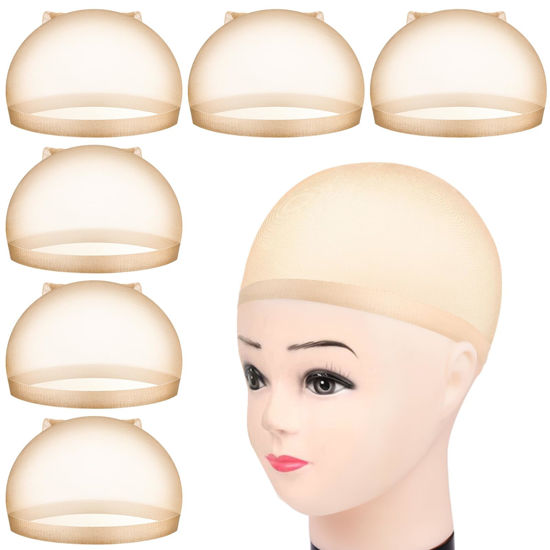 Picture of MORGLES HD Wig Cap for Women, 6Pcs Wig Caps Ultra thin Stretchy Nylon