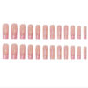 Picture of Foccna Pink Press on Nails Long Swirls French Fake Nails Square Bling Glossy False Nail Tips Artificial Nails Finger Manicure for Women and Girls-24pcs