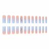 Picture of Foccna French Press on Nails Long Blue Fake Nails Square Bling Glossy Rhinestone False Nail Tips Artificial Nails Finger Manicure for Women and Girls-24pcs