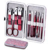 Picture of HANTEKAS Manicure Set 10 in 1 Stainless Steel, Nail Clippers Scissors Pedicure Tools Kit - Portable Travel Grooming Kit for Men and Women with Leather Case (Rose Red)