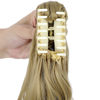 Picture of FELENDY Ponytail Extension Claw 18" 20" Curly Wavy Straight Clip in Hairpiece One Piece A Jaw Long Pony Tails for Women Ash Blonde