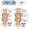 Picture of Travel Hanging Toiletry Bag for Women, with Jewelry Organizer Compartment, Medium Waterproof Hanging Makeup Accessories, Cosmetic Essentials, Toiletries Dopp Kit Set with Trolley Belt, Navy Blue