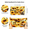 Picture of Huachi 4 Packs Boho Headbands for Women Wide Sunflower Thick Head Bands for Women's Hair Flower Printed Elastic Hairbands Large African Sport Yoga Turban Headband Hair Accessories (Pack of 4)