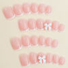 Picture of 24Pcs Pink Press on Nails Short Square Fake Nails White French Tip Press ons Full Cover Glue on Nails Solid Color Glossy Nude Pink Designs Cute False Nails Stick on Nails for Women Daily Wear