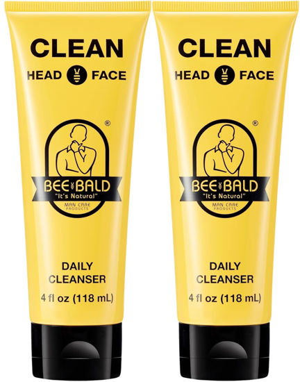 Picture of Bee Bald CLEAN Daily Head & Face Cleanser, Refreshes and Thoroughly Washes, Premium Bald Head Care for Men and Women, 4 fl Oz (Pack of 2)
