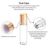 Picture of PrettyCare Essential Oil Roller Bottles 10ml (Clear Glass Bottle with Gold Cap, 12 Pack, 2 Extra Stainless Steel Balls, 24 Labels, Opener, Funnels for Oils, Roller on Bottles